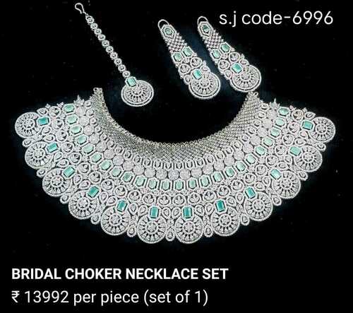 AMERICAN DIAMOND BRIDAL CHOKER NECKLACE SET