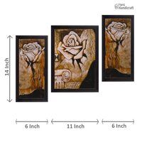 Home Decor Flower Set Of 3 Paintings