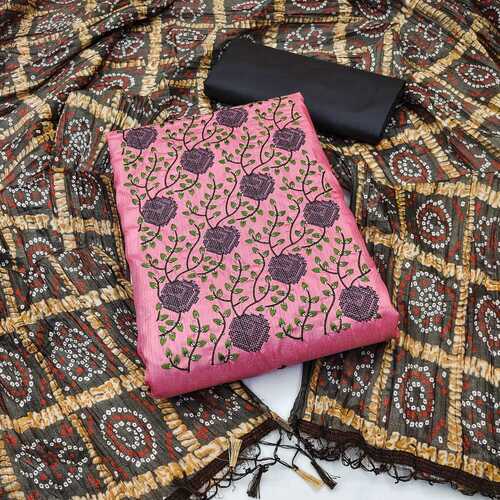 Hiral Pink Zora Silk Dress Material