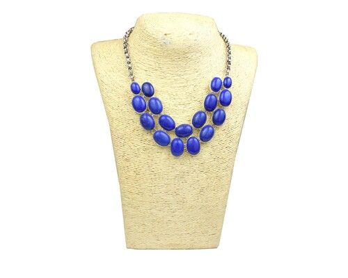 Lapis Stones Silver Oxidized Plated Necklace