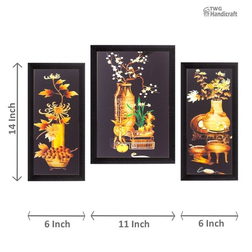 Floral/Flowers Wall Hanging Set Of 3 Painting