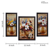 Floral/Flowers Wall Hanging Set Of 3 Painting