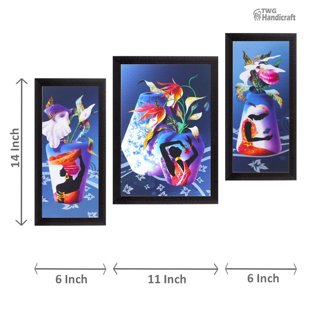 Floral/Flowers Wall Hanging Set Of 3 Painting
