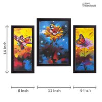 Floral/Flowers Wall Hanging Set Of 3 Painting