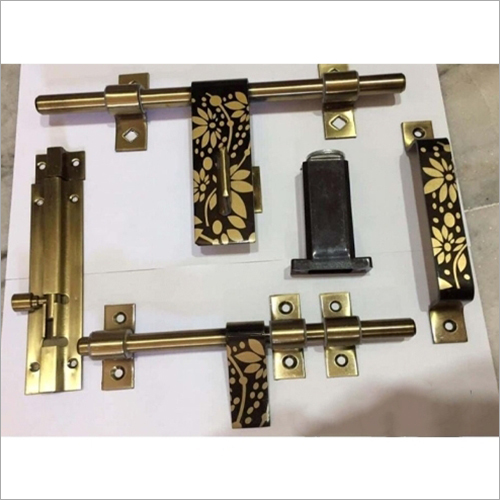 LA 07 Door Kit - Brass Material, 6 Inch Size, Golden and Black Color | Ideal for Door Fittings and Enhancing Aesthetic Appeal