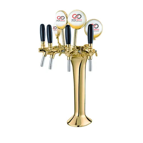 Stainless Steel 4 Way Golden Cobra Beer Tower