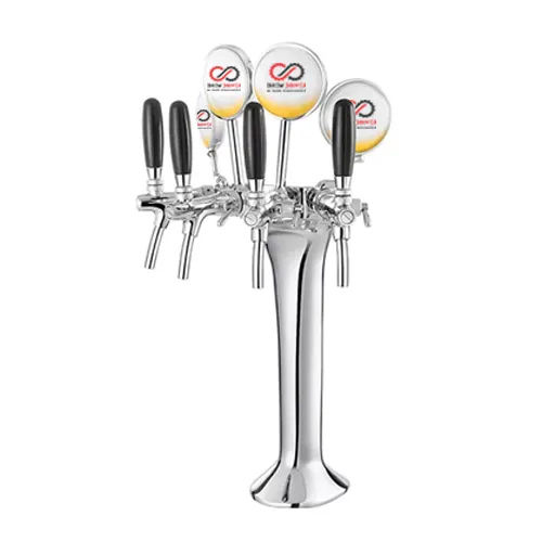 Stainless Steel Cobra Beer Tower 4 Way Silver