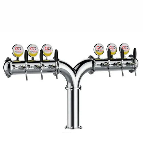 6 Way Silver Y Shape Beer Tower