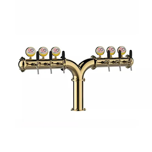Y Shape Beer Tower 6 Way Golden