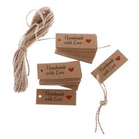 segolike 100 vintage kraft paper handmade with love gift tags wedding favor tags-Brown