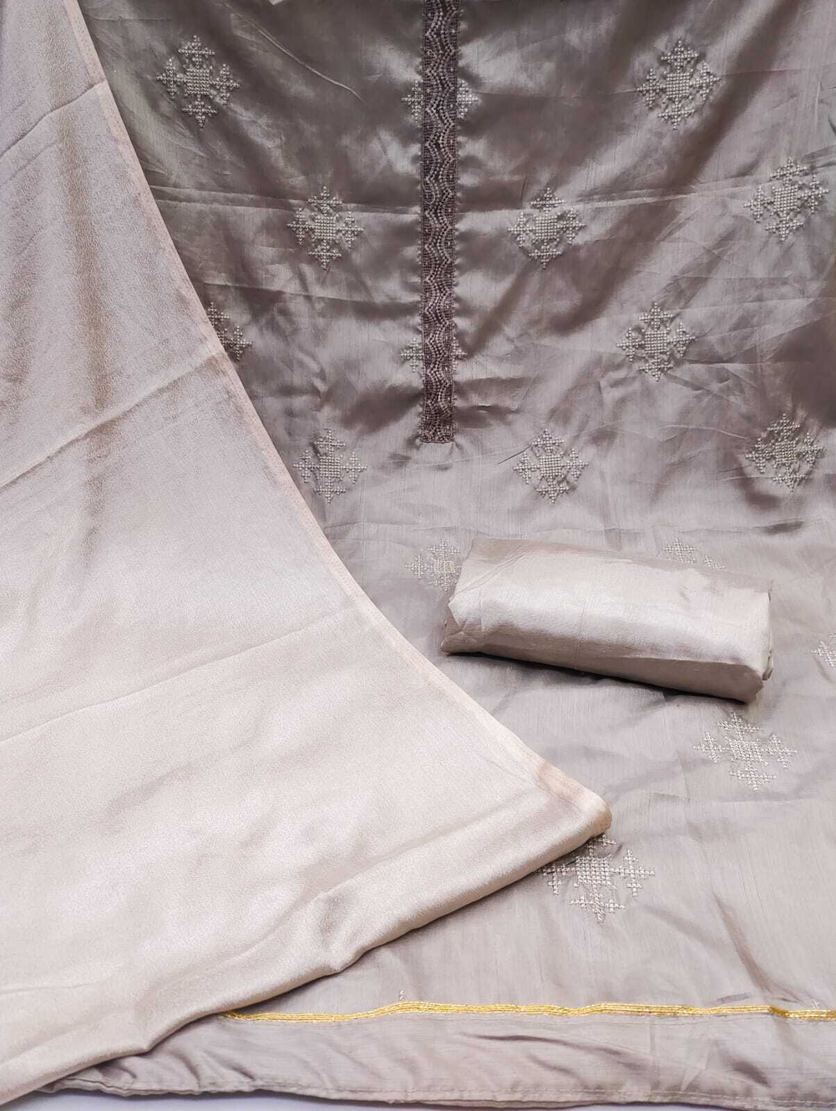 Ziya Grey Zora Silk Dress Material
