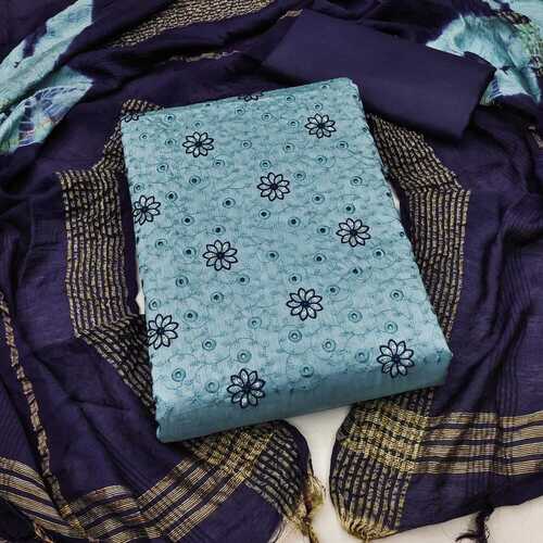 Yami Blue Zora Silk Dress Material