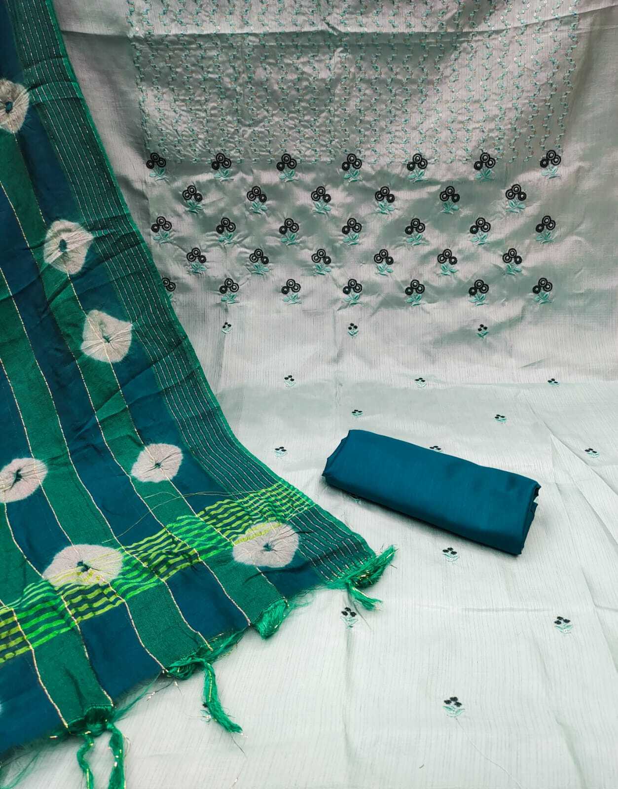 Yukta Blue Coco Silk Dress Material