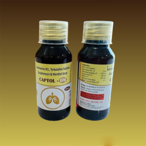 60 Ml Bromhexine Hcl Terbutaline Sulphate Guaiphenesin And Menthol Syrup General Medicines