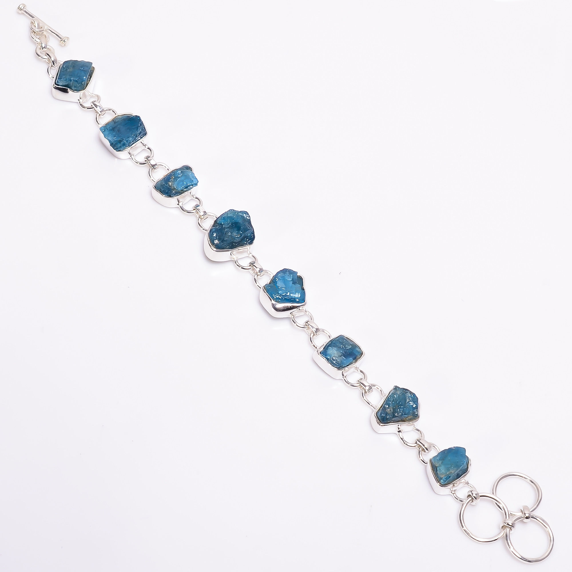 Natural Blue Kyanite Raw Gemstone 925 Sterling Silver Bracelet women fashion jewelry supplier