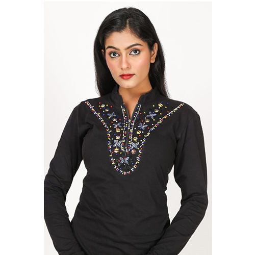 Ladies Black Full Sleeve Top Size: Medium