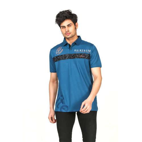 Polyester Mens Blue T Shirt