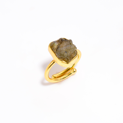 Labradorite Raw Gemstone 925 Sterling Silver Gold Plated Ring Girls Fashion jewelry exporter