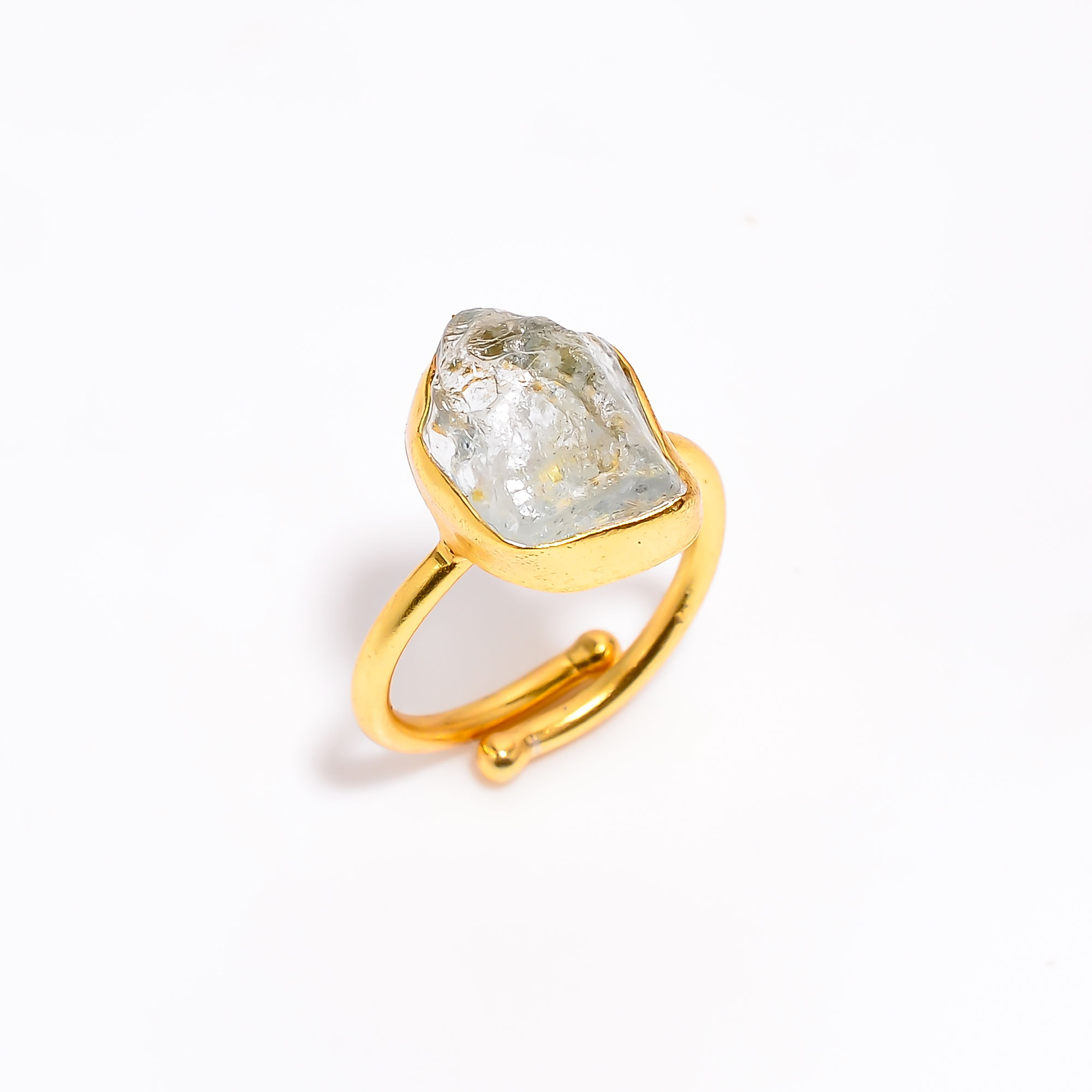 Labradorite Raw Gemstone 925 Sterling Silver Gold Plated Ring Girls Fashion jewelry exporter