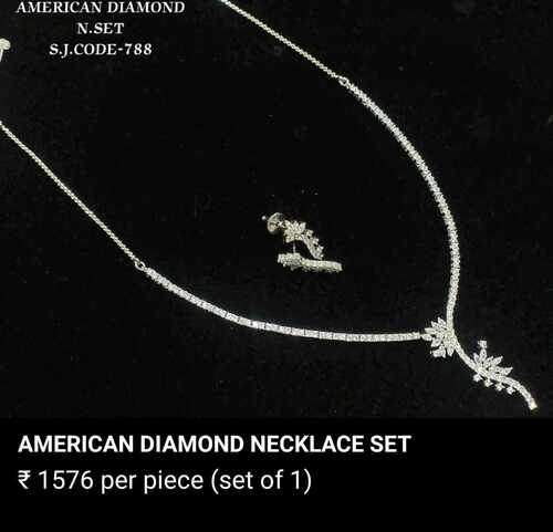 SIMPLE AMERICAN DIAMOND NECKLACE SET