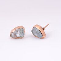 Raw Garnet Gemstone 925 Sterling Silver Rose Gold Plated Stud Earrings Women Fashion Earrings Exporter