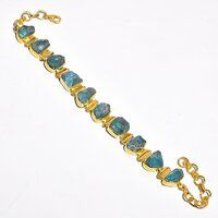 Aquamarine Raw Gemstone 925 Sterling Silver Gold Plated Bracelet Women Fashion Bracelet Supplier