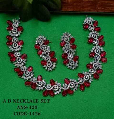 RUBY AMERICAN DIAMOND NECKLACE SET