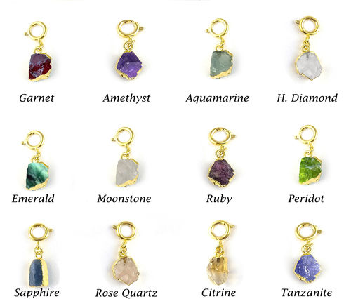 Raw Birthstone Gold Electroplated Birthstone Pendant