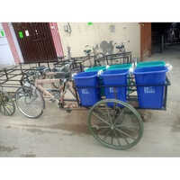 Garbage Cycle Rickshaw - M. S And Plastic, 1500x300 Mm | Green Blue Finish, 6 Pot Design
