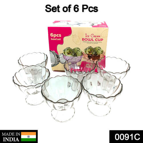 SERVING DESSERT BOWL ICE CREAM SALAD FRUIT BOWL - 6PCS SERVING DESSERT BOWL ICE CREAM SALAD FRUIT BOWL