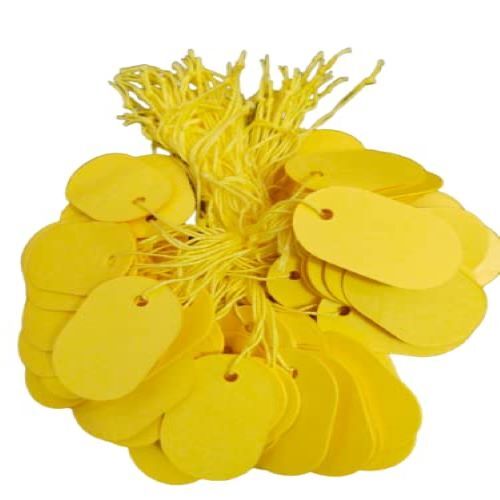 Atmiyamart Plain Yellow Tags Oval Shape Tags  Display Jewelry Gift Price Tag 