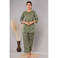 Cotton Sleepwear - Cotton, S/m/l/xl/xxl/xxxl Size, Green | Printed Pattern, Designer Night Suits For Maximum Comfort In Rainy, Spring & Summer Seasons