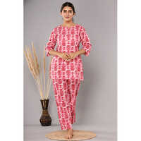 Girls Nightwear - Cotton Printed Night Suits , Red Color For Women, Available In Sizes S, M, L, Xl, Xxl, Xxxl For Rainy, Spring, Summer
