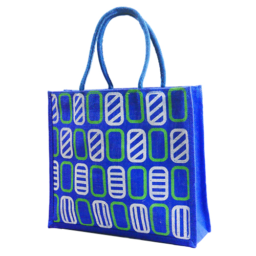 Blue Jute Printed Bag