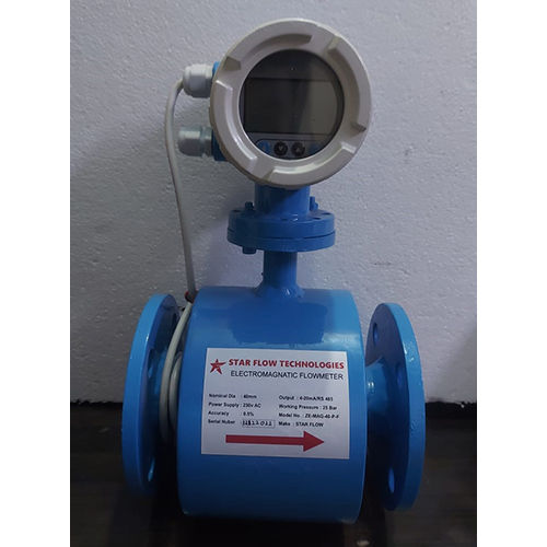 Electromagnetic Flowmeter - Metal Build, Various Sizes Available, Blue Analog Display | Designed for Industrial Applications