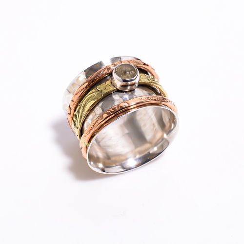 Citrine Gemstone 925 Sterling Silver Maditation Spinner Rings women fashion jewelry exporter