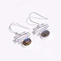 Natural Rainbow Moonstone 925 Sterling Silver Drop Earrings Girls Fashion Earrings supplier