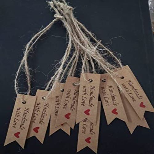 Atmiyamart Handmade With Love Fish Tag Gift Tags Wedding Favor Tags brand tag maker Customize Hanging Tag GiftTag 