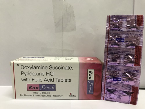 Doxylamine Succinate 10 mg and Pyrodoxine  10 mg and Folic Acid  2.5 mg.