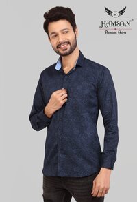 Pure Satin Cotton Shirts - Navy Blue, Full Sleeves | Breathable, Washable, Mill Dyed Fabric, Guaranteed Quality