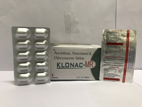 Aceclofenac  100 mg. and Paracetamol  325 mg.  and Chlorzoxazone  250 mg.
