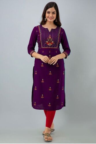 Rinku Purple Heavy Rayon Kurti