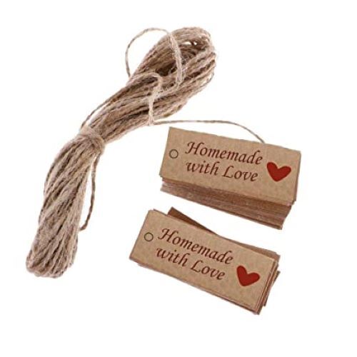 atmiyamart 100 vintage craft paper homemade with love gift homemade tags  cake soap tags-Brown 