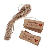 Homemade Love Tag - Kraft Paper, 5.2 X 2 Cm | Vintage Rectangle Design, Brown Color, Ideal For Cakes, Soaps, Handicrafts
