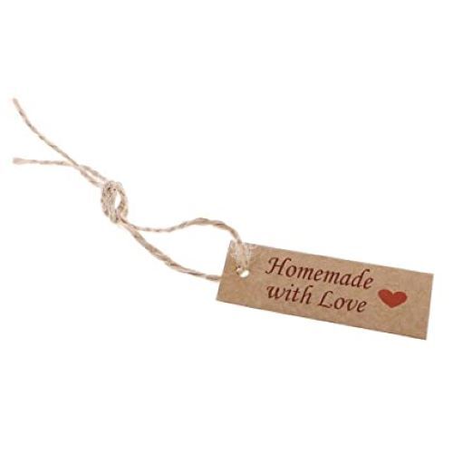 atmiyamart 100 vintage craft paper homemade with love gift homemade tags  cake soap tags-Brown