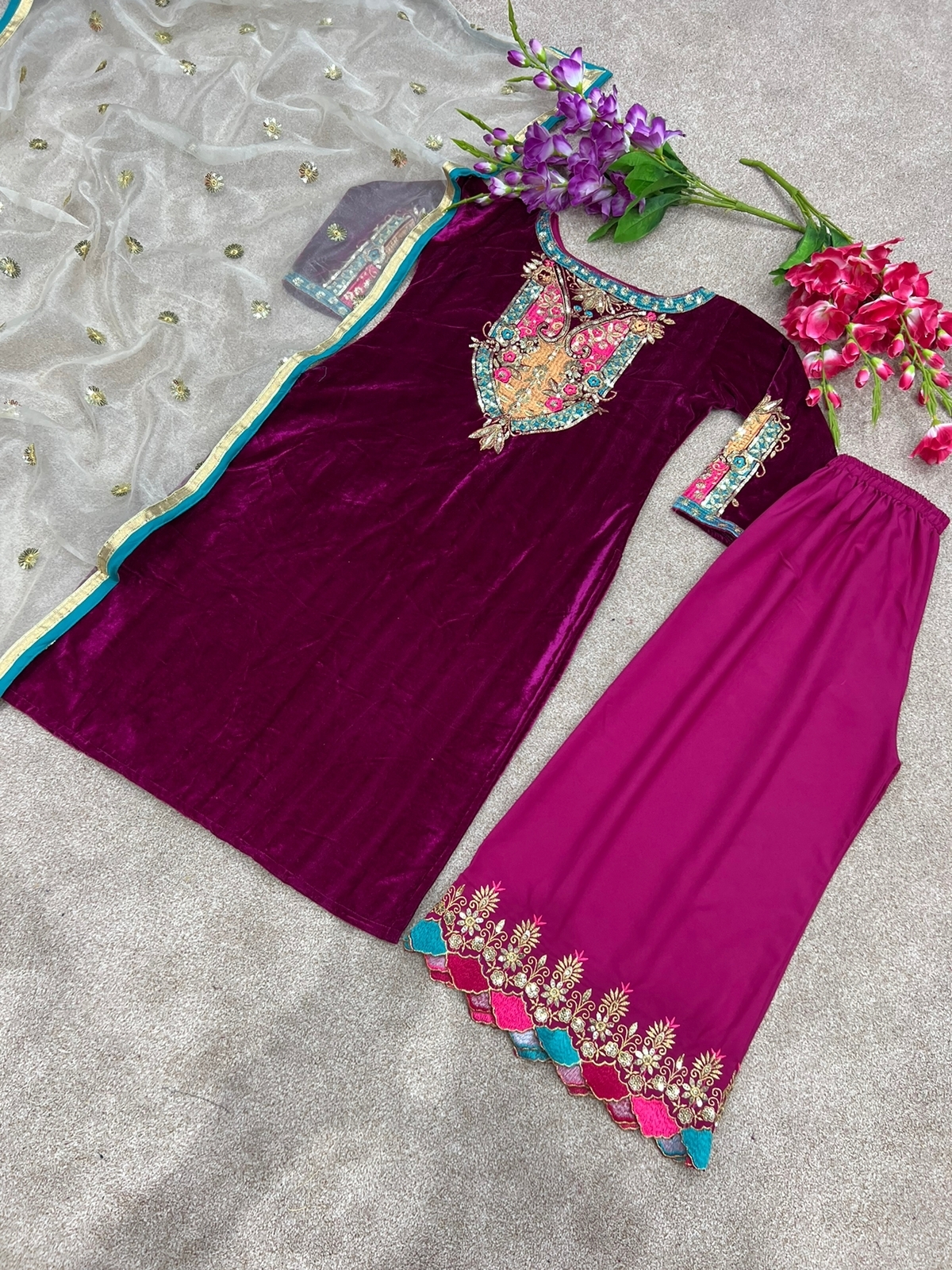 Asma Purple Heavy Viscose Velvet Dress