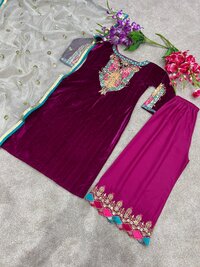 Asma Purple Heavy Viscose Velvet Dress