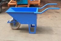 Single Wheel Barrow - Steel, 28 X 18 X 12 Inch - Blue, Pneumatic 14 X 3 Inch Wheel, Double Handle