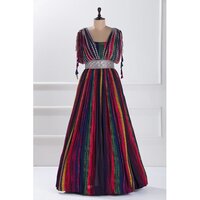 Breathable Sequence Embroidered Work Georgette Long Gown