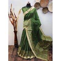 Art Silk Kalamkari Weaving Green Saree
